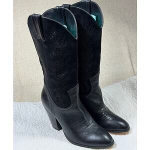 Miranda Lambert Women's 9M Black Bling Cowboy Boots Rhinestone Western Leather